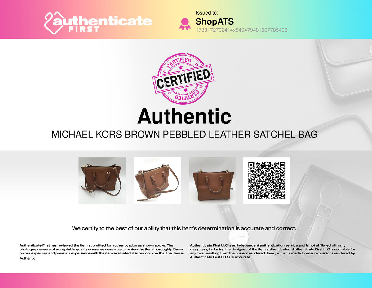 Authentic Michael Kors Brown Leather Luxury Satchel Bag - COA Included