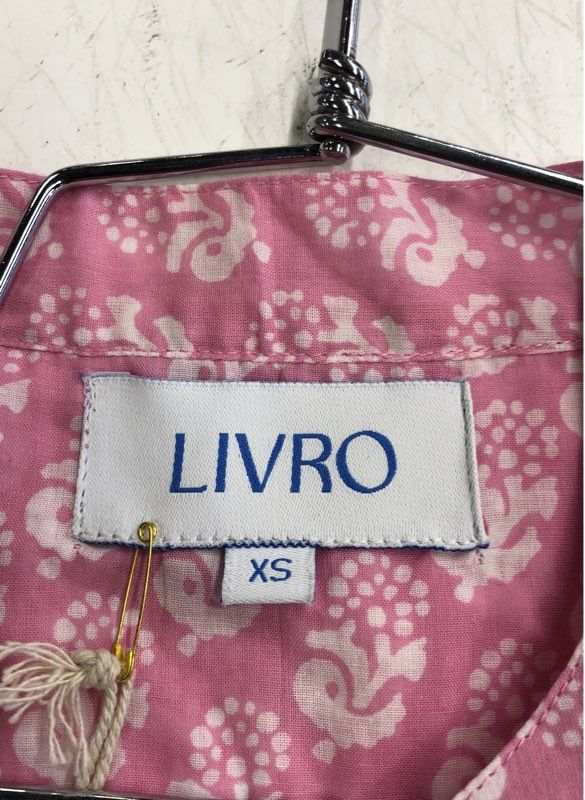 NWT Livro Women's Pink Floral Cotton Button-Up Shirt - Size XS