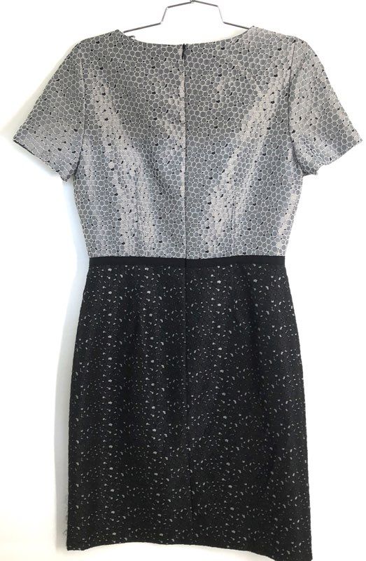Rolando by Rolando Santana Women's Silver Black Lattice Sheath Dress Sz 6