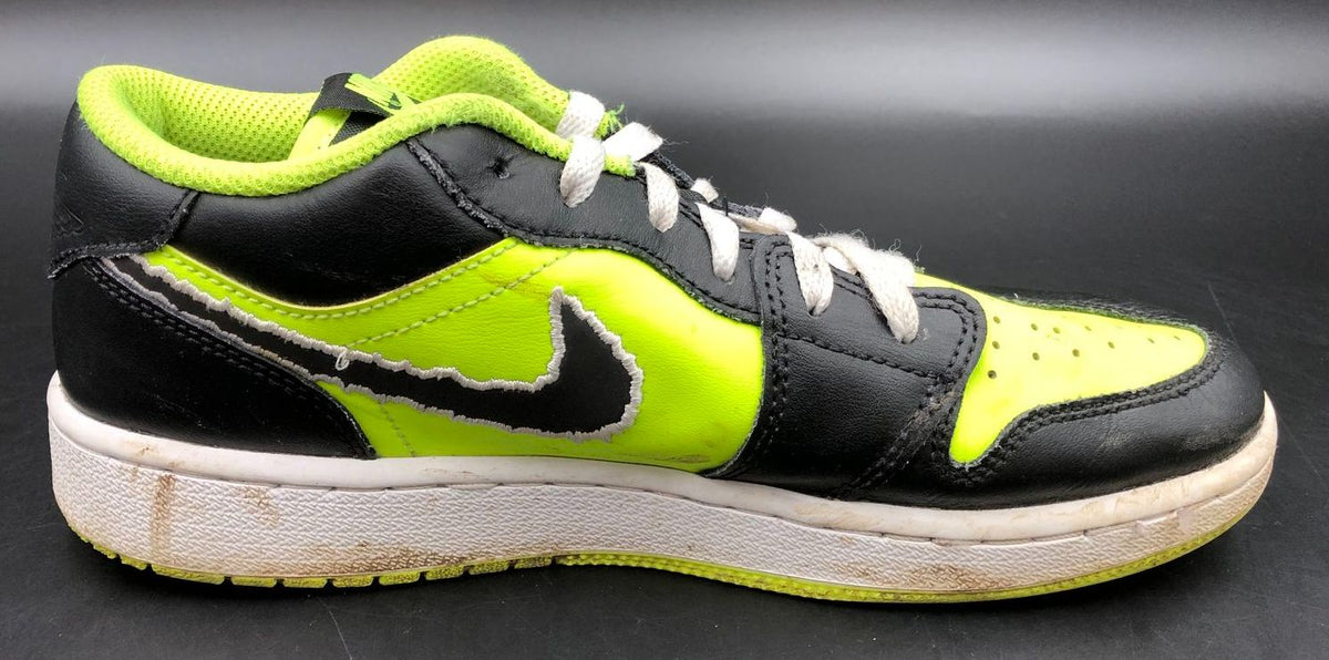 Nike Jordan 1 Low GS 'Big Cat Energy' Black/Neon Green Sneakers - Sz 5.5Y (+COA)