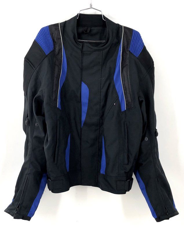 Speedtec Men's Motorcycle Jacket Armored Padded Black Blue Racing Sz 2XL
