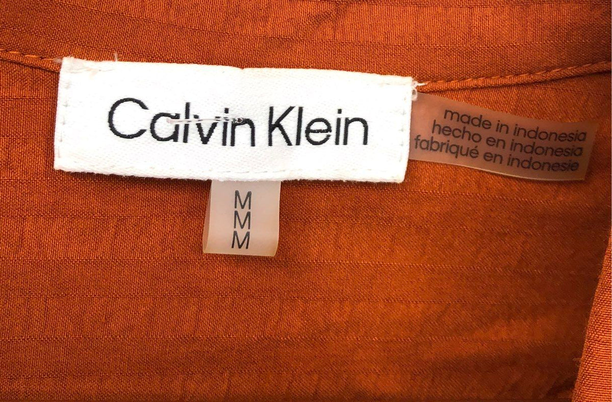 Calvin Klein Women's Terracotta Sleeveless Faux Wrap Utility Shirt Dress NWT M