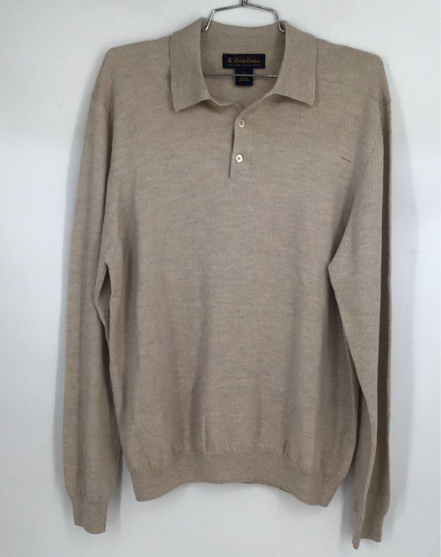 Brooks Brothers Men&#39;s Beige Wool Pullover Sweater - Size L