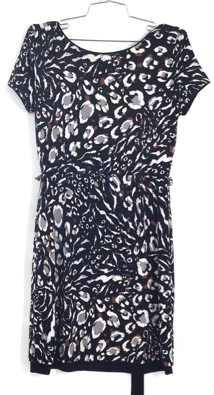 White House Black Market Women's Reversible Animal Wrap Dress Black Sz XS NWT