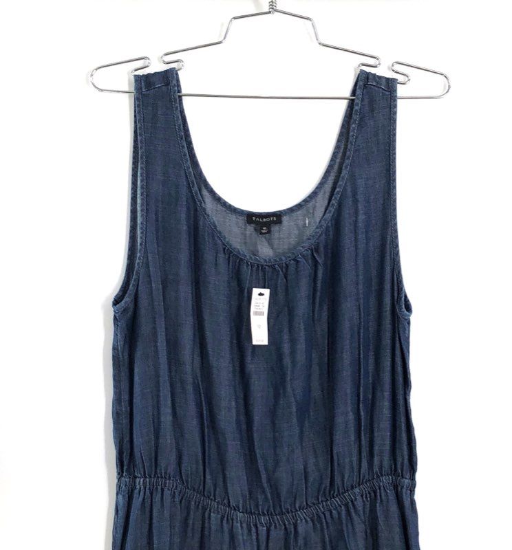 Talbots Women's Blue Tiered Sleeveless Tencel Lyocell Maxi Dress Sz 10 NWT
