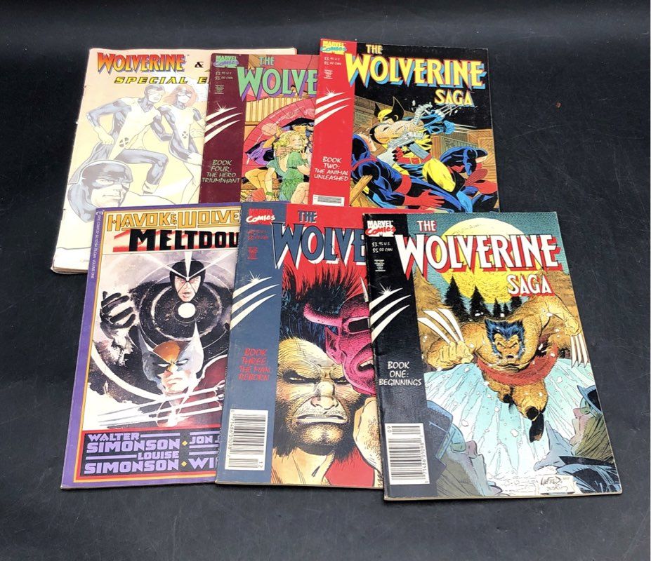 Wolverine Marvel Comic Lot Wolverine Saga 1-4 & Meltdown #1 6 Comics
