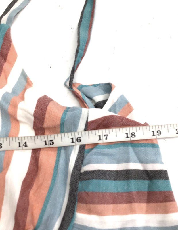 LOFT Women's Multicolor Striped Wide Leg Tie Back Cutout Jumpsuit Sz XXSP