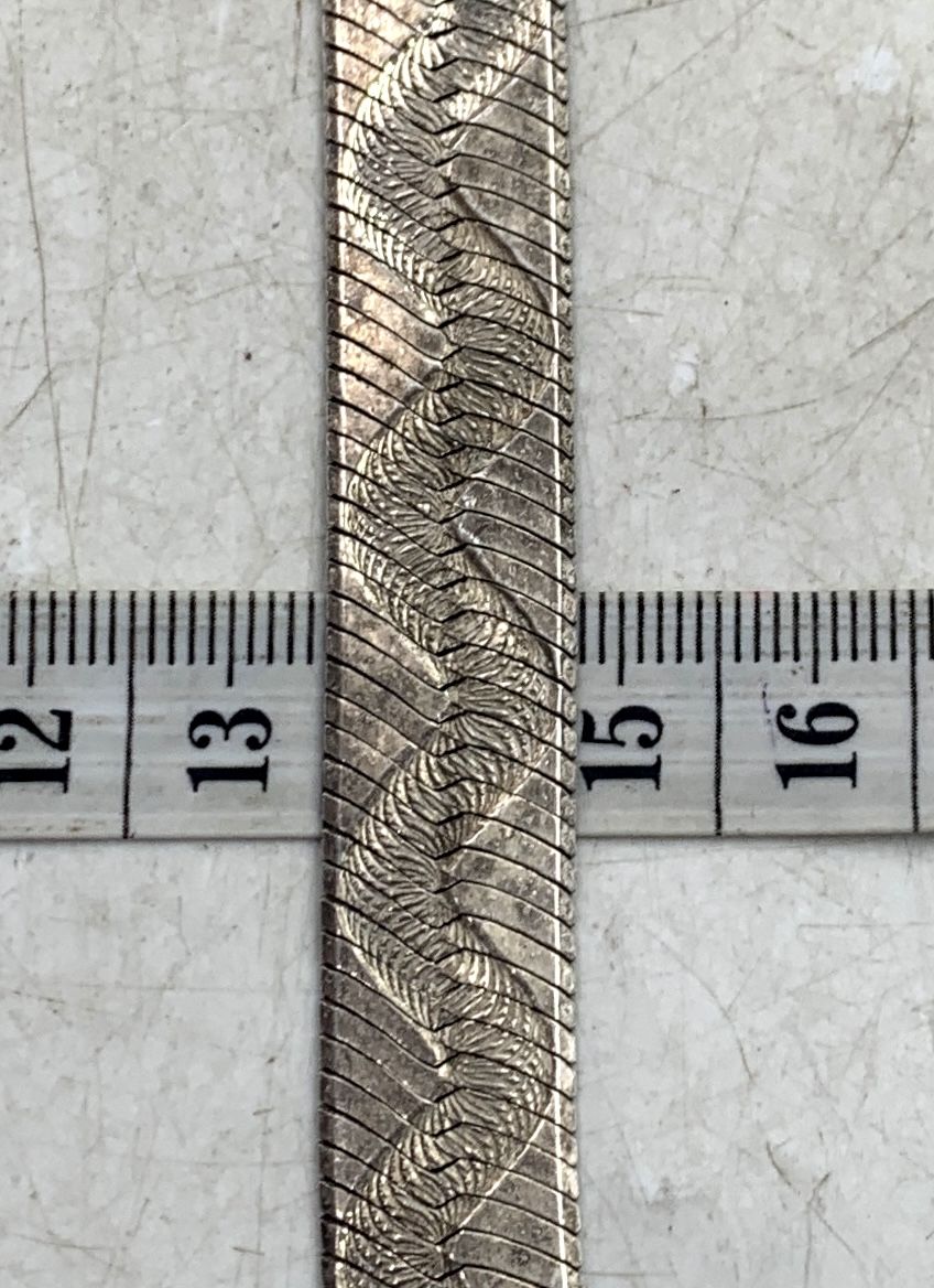 Sensational Sterling (.925) Silver 15.5" Herringbone 13mm Necklace 15.2g