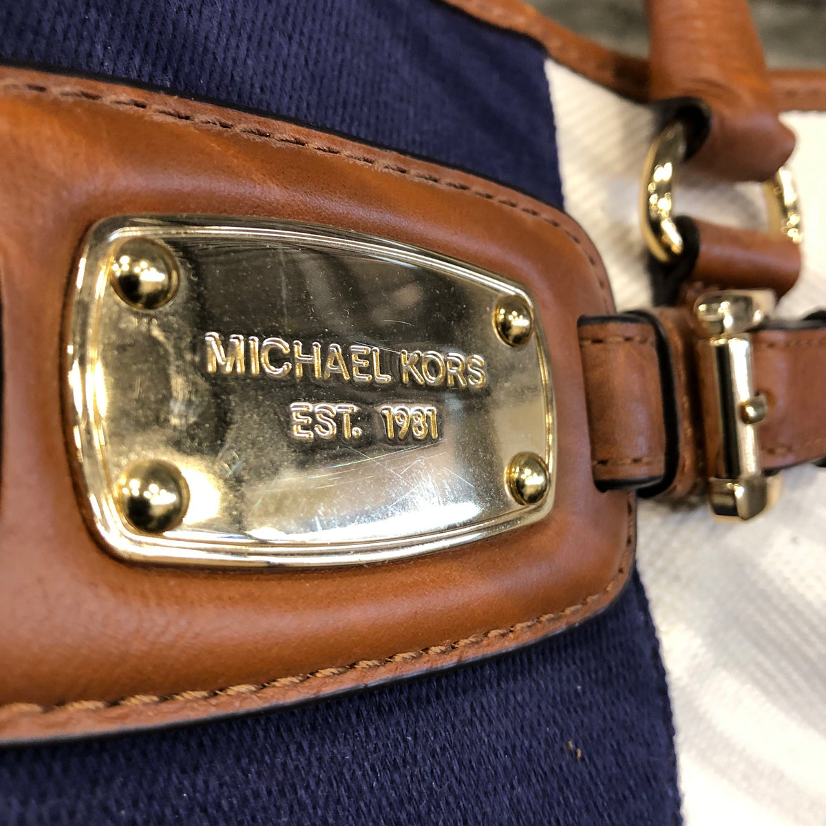 Michael Kors Multicolor 'Hamilton Mono Stripe' Tote Bag (+COA)