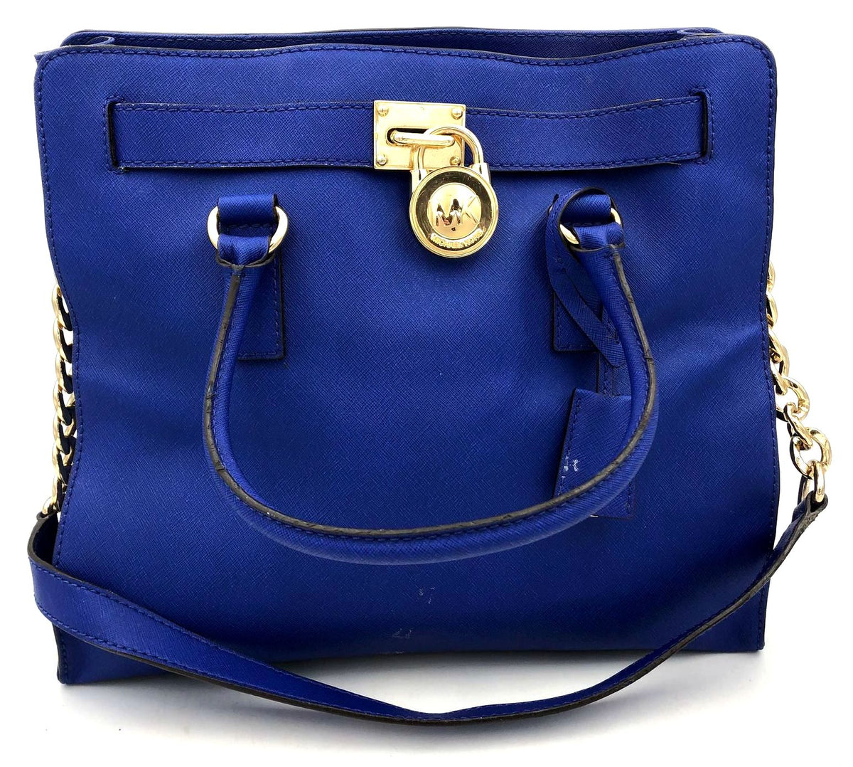 Authentic Michael Kors Women&#39;s Cobalt Blue Leather Luxury Tote Bag- COA Included