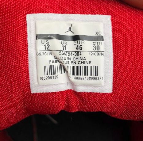 Nike Air Jordan 1 Retro High Black Cool Grey Red Sneakers Size 12 COA