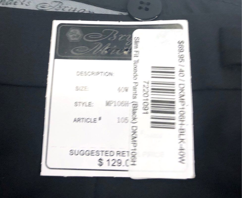 Bryan Michaels Men's Black Slim Fit Tuxedo Pants Satin Stripe 40W NWT