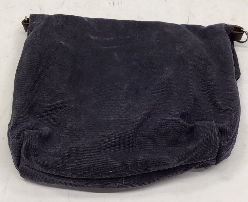 Burn Bags USA Navy Blue Cream Canvas Fire Hose Foldover Crossbody Bag