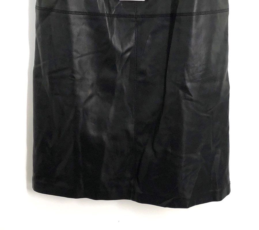Mango Women's Black Faux Leather Pichi 447Sixties Pinafore Dress NWT Sz XXS