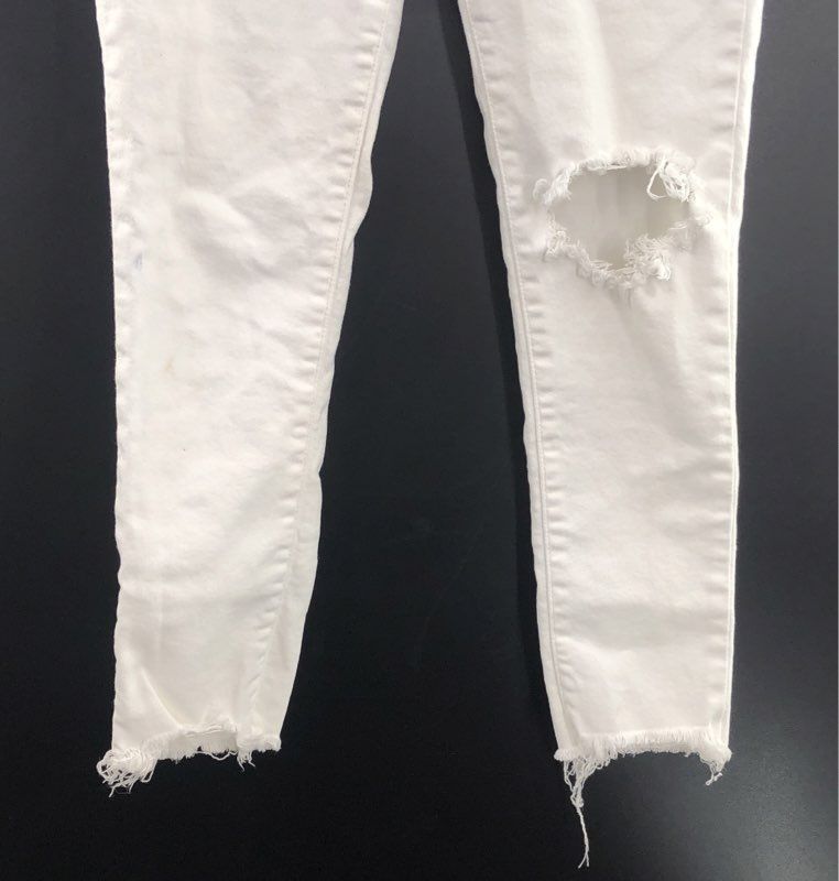 Levi's Women's 721 High Rise Skinny Jeans White Distressed Raw Hem Sz 27