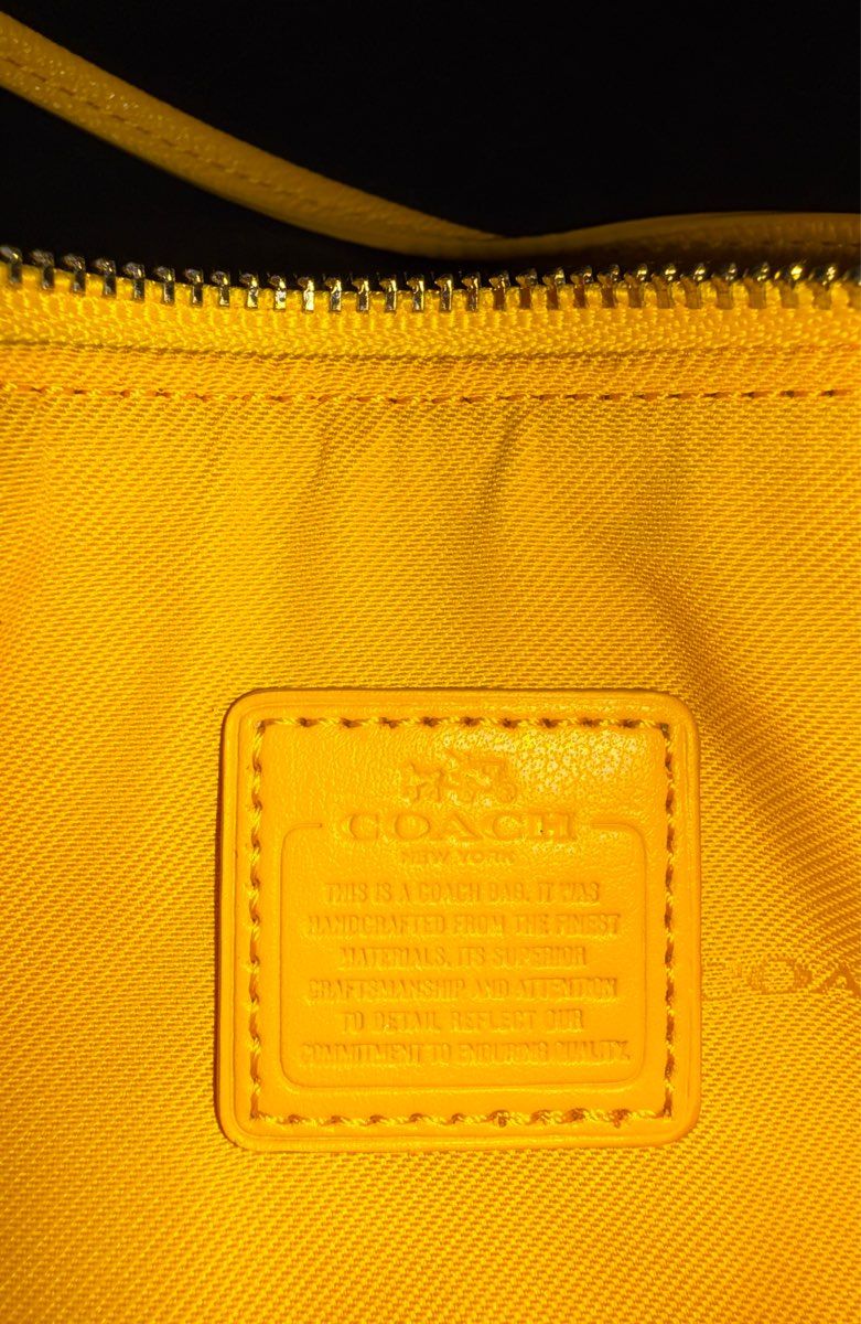 Coach Bright Yellow Crossgrain Leather Corner Zip Wristlet Gold Hardware
