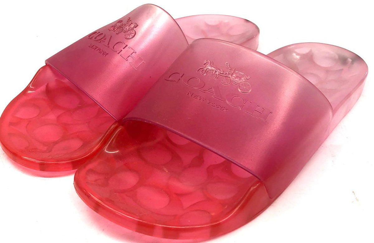 Coach Signature C Jelly Slides Translucent Pink Slide Sandals Women's Size 10