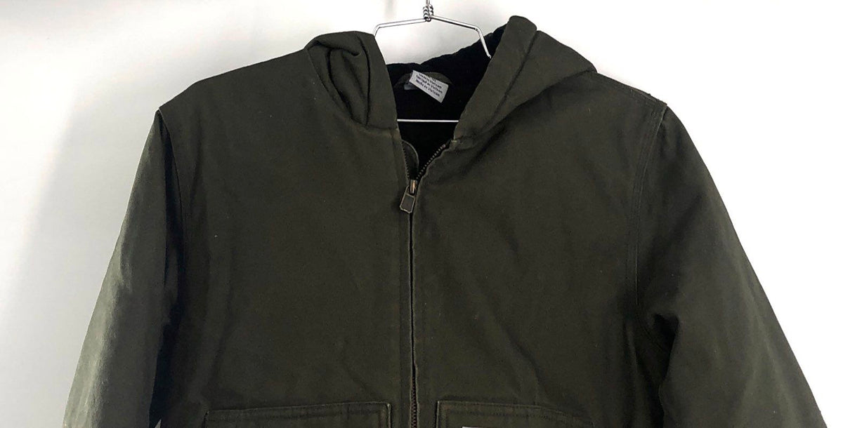 Carhartt Kids' Green Hooded Canvas Quilted Lined Active Jacket Size M 10-12