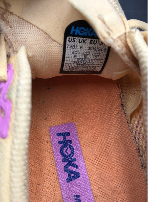 Hoka One One Women's Mach 5 Yellow Pink Athletic Shoes - Size 7.5