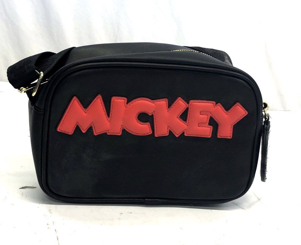 Disney Loungefly Black Mickey Mouse Red Logo Crossbody Bag Gold Hardware