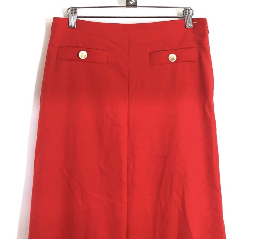 Ann Taylor Women's Red Wide Leg Gold Button Side Zip Trousers NWT Sz 2