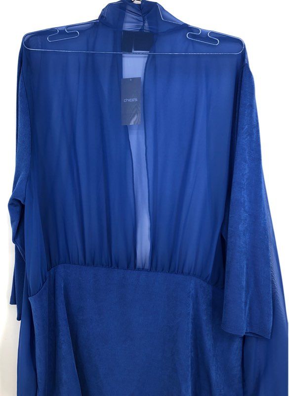 NWT Y2K 2000s Chico&#39;s Women&#39;s Blue Travelers Sheer Jacket - Size 3