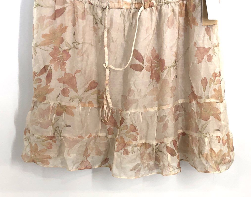 Halogen Women's Silver Pink Floral Tencel Tiered Drawstring Dress NWT Sz 1X