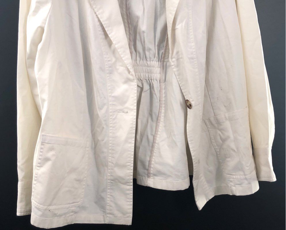 Joan Rivers Women's Off-white Cotton Spandex Cinched Waist Blazer Jacket Sz 2X