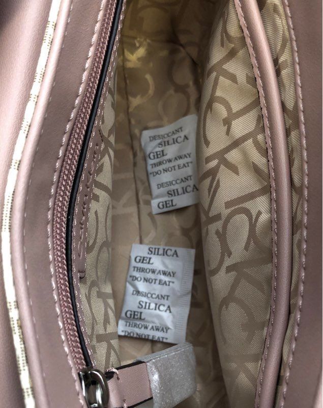 NWT Calvin Klein Rose White Logo Print Top Handle Bag