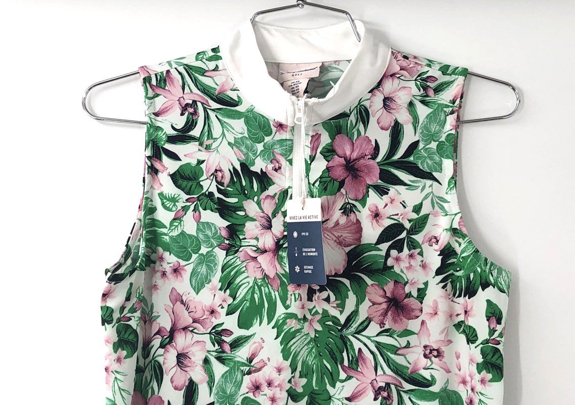 Tommy Bahama Golf Women's Tropical Floral Sleeveless Quarter Zip Top NWT Sz XS