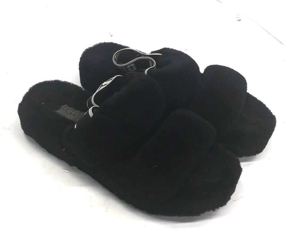 UGG Oh Yeah Black Shearling Slingback Slide Slippers Women's Size 8