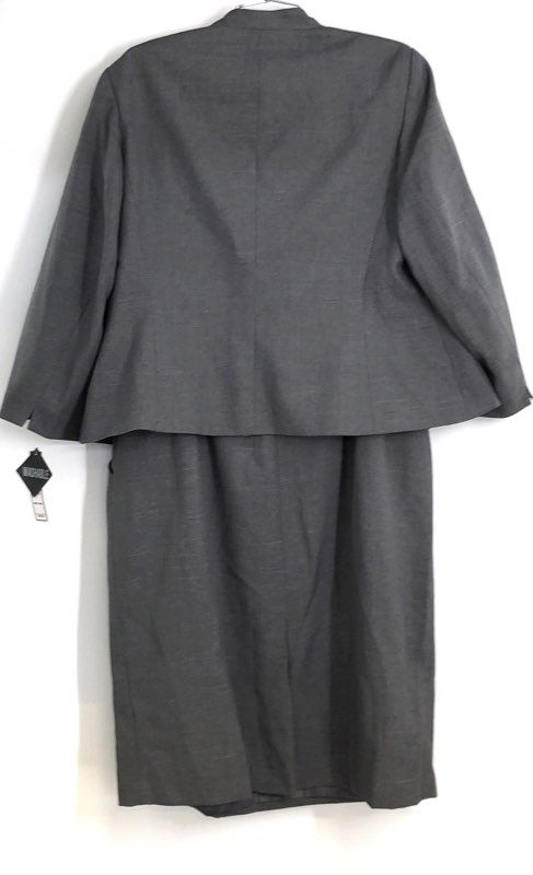 Emily Women's Gray 2pc Jacket Dress Set Textured Plus Size 14W NWT