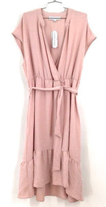 NWT Emma & Michele Women's Vicky Pink Surplice Neck A-Line Dress - Size XL