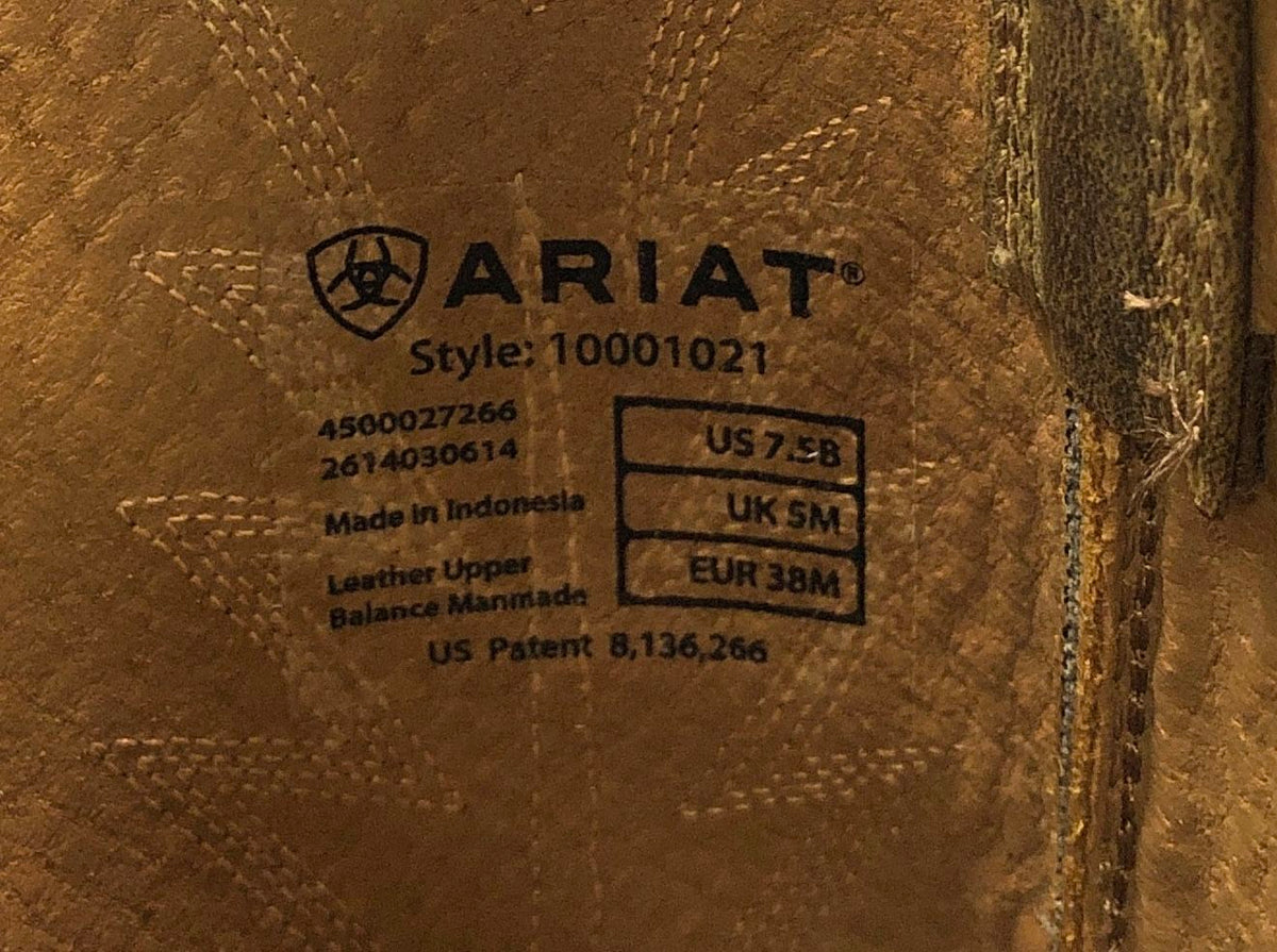 Ariat Heritage Western R-Toe Distressed Brown Leather Cowgirl Boots Size 7.5