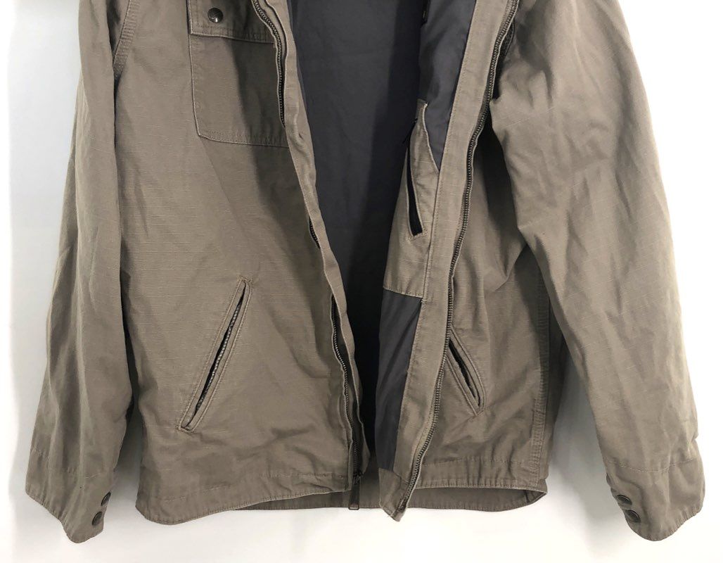 Carhartt Men's Tan Canvas Full Zip Work Jacket Utility Multi-Pocket Sz M