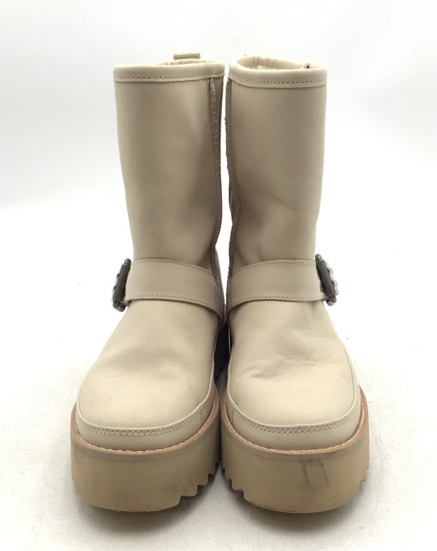 UGG Women&#39;s Classic Rebel Biker Short 1106913 Tan Mid-Calf Snow Boots - Size 6