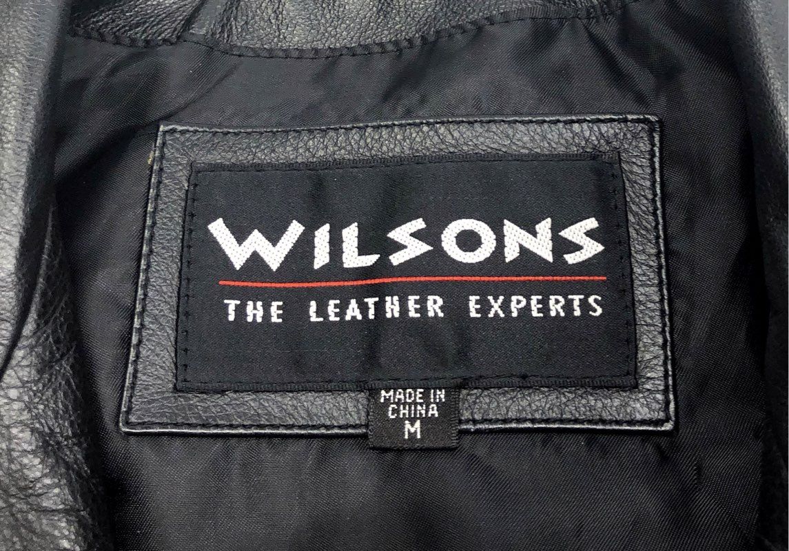 Wilsons Women's Black Leather Belted Trench Coat Jacket Vintage 90s Sz M