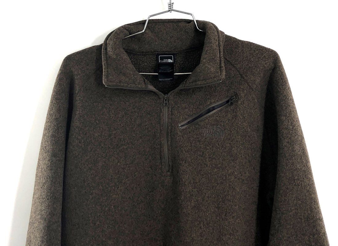 The North Face Men's Gordon Lyons 1/4 Zip Sweater Knit Fleece Pullover Brown L