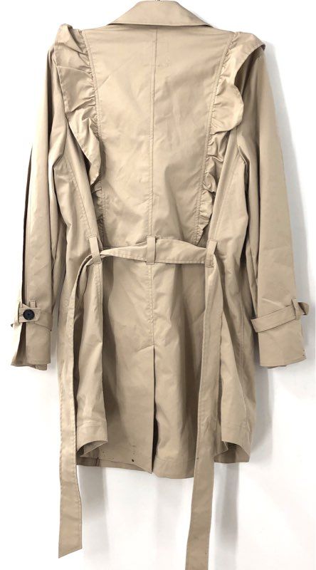 Joie Women's Jemina Trench Coat Tan Ruffle Belted NWT Sz L