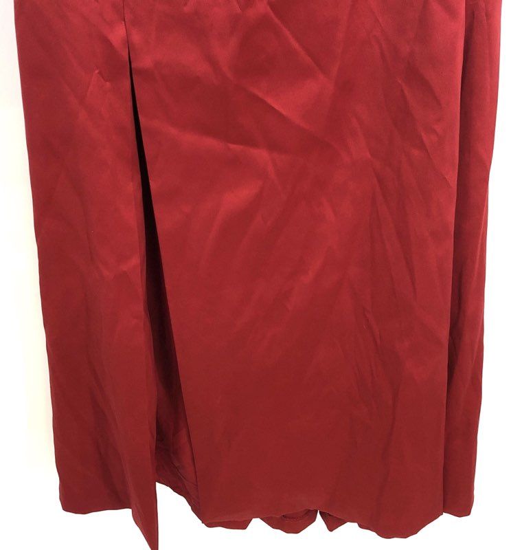Donna Karan New York Women's Red One Shoulder Ruched High Slit Gown Maxi Sz 14