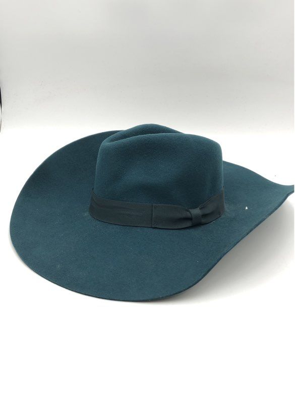 Wyeth Women's Adrian Felt Hat Teal Green 100% Wool Wide Brim Fedora Sz M NWT