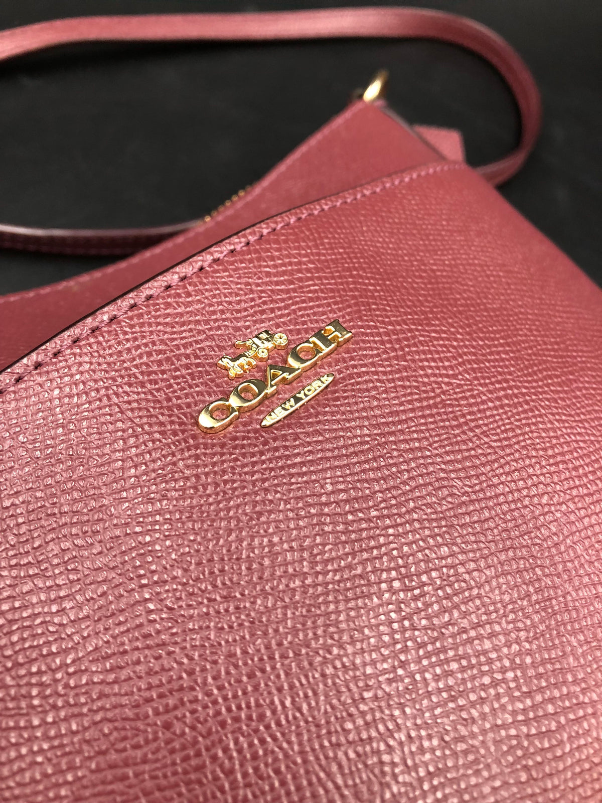 Coach Burgundy Leather Mini Rowan File Crossbody Bag Gold Hardware COA
