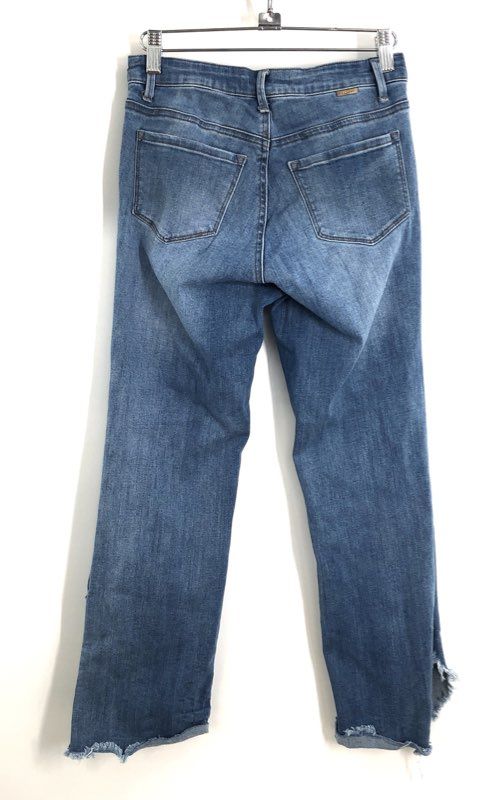 Tractr Women's Blue Frayed Hem Distressed High Rise Stretch Jeans Size 2/26