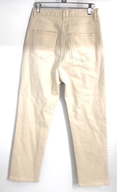 Mali Studios Women's Cream Ecru High Rise Straight Leg Denim Jeans Sz 27