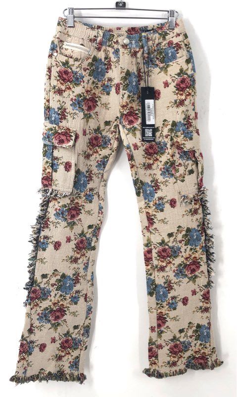 Rockstar Original Boys Rhodes Floral Tapestry Fringe Cargo Pants NWT Sz 14