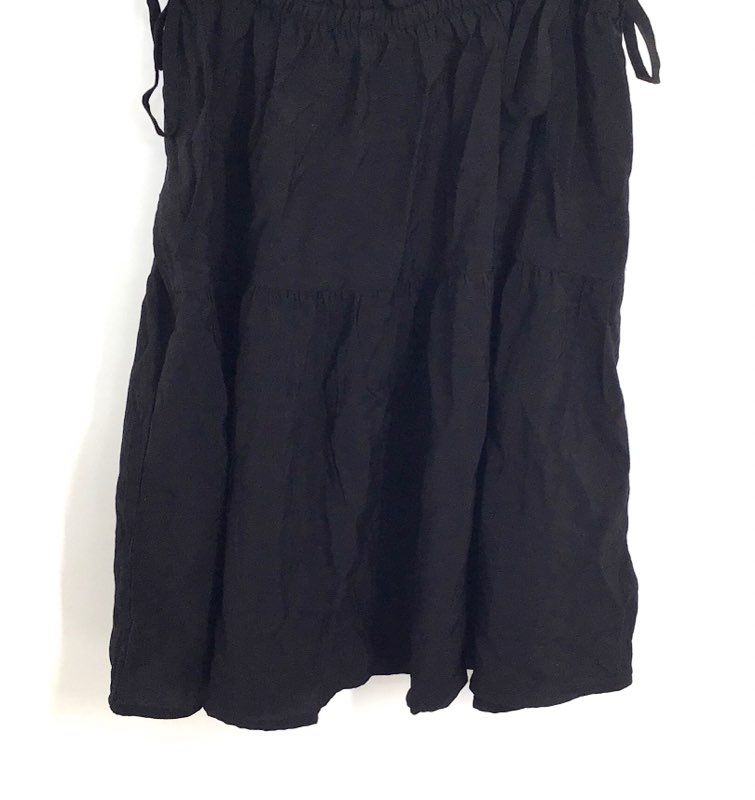 GAP Women's Black Sleeveless Rayon Blend Tiered Side Tie Waist Dress Size M