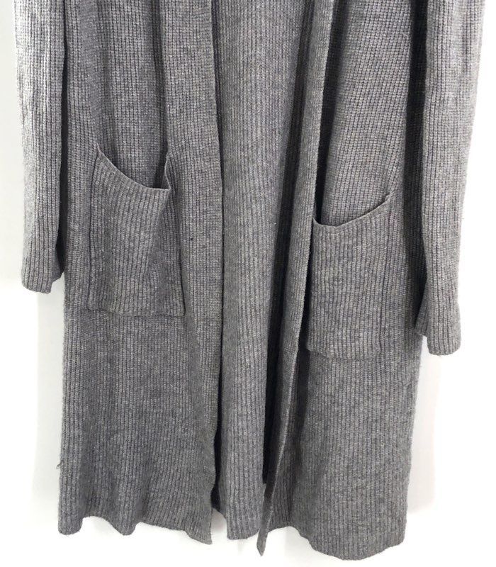 Cyrus Women's Gray Ribbed Knit Open Front Duster Cardigan Pockets Size XL