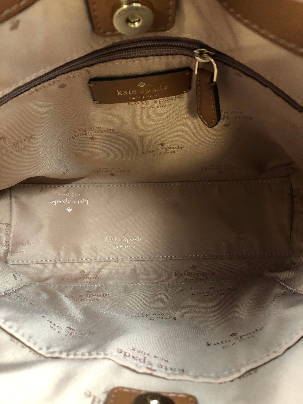 Kate Spade Cognac Brown Pebbled Leather '454' Shoulder Bag Silver Hardware COA