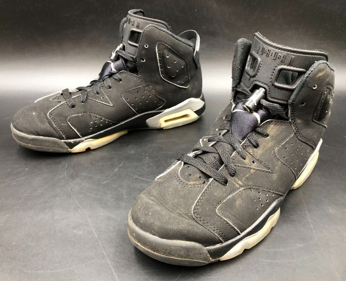 Nike Air Jordan 6 Retro GS 'Chrome' Boys' Black/Silver Sneakers - Size 7Y (+COA)