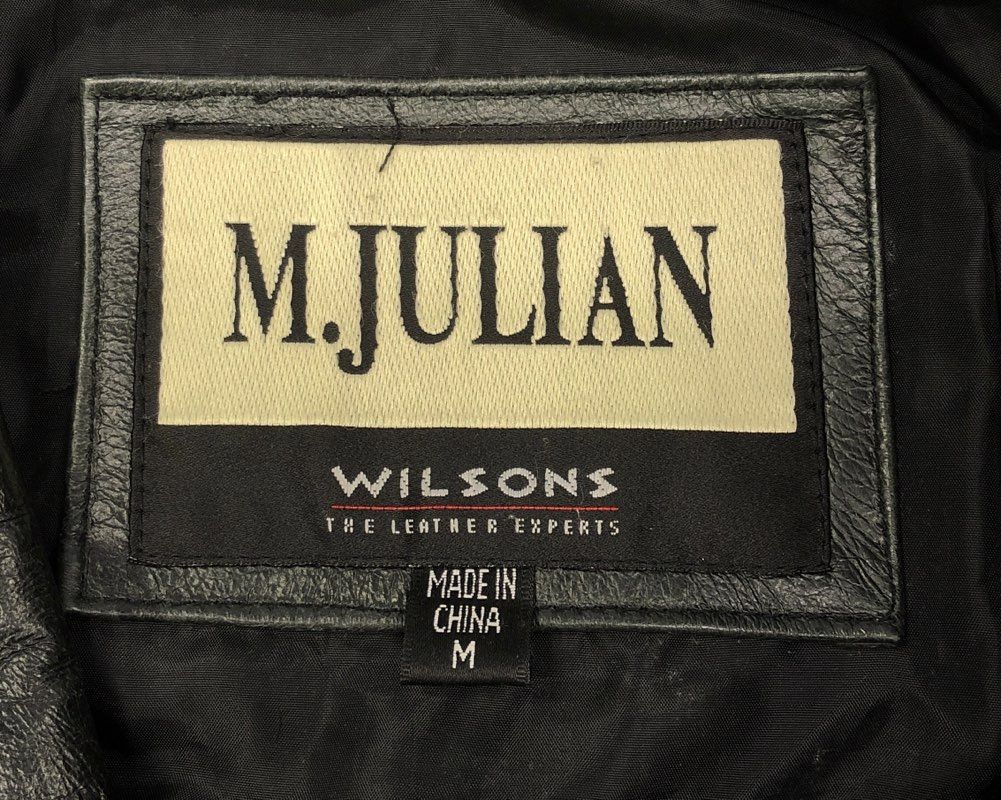 M. Julian Wilsons Men's Black Leather Button Front Car Coat Jacket Sz M
